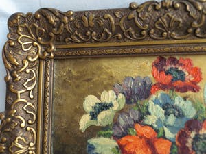 Niet of onleesbaar gesigneerd - Olieverf op doek , Bloemstilleven – gesigneerd & ingelijst - oud kopen? Bied vanaf 1!