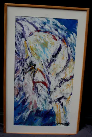 Jan Cremer - Ingelijste olieverf: azende adelaar - 1986(groot werk!) kopen? Bied vanaf 2995!