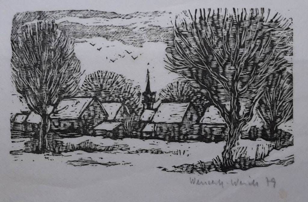 Ursula Wendorff - Weidt - Ursula Wendorff-Weidt, ets, winterlandschap, 1979, gesigneerd kopen? Bied vanaf 1!