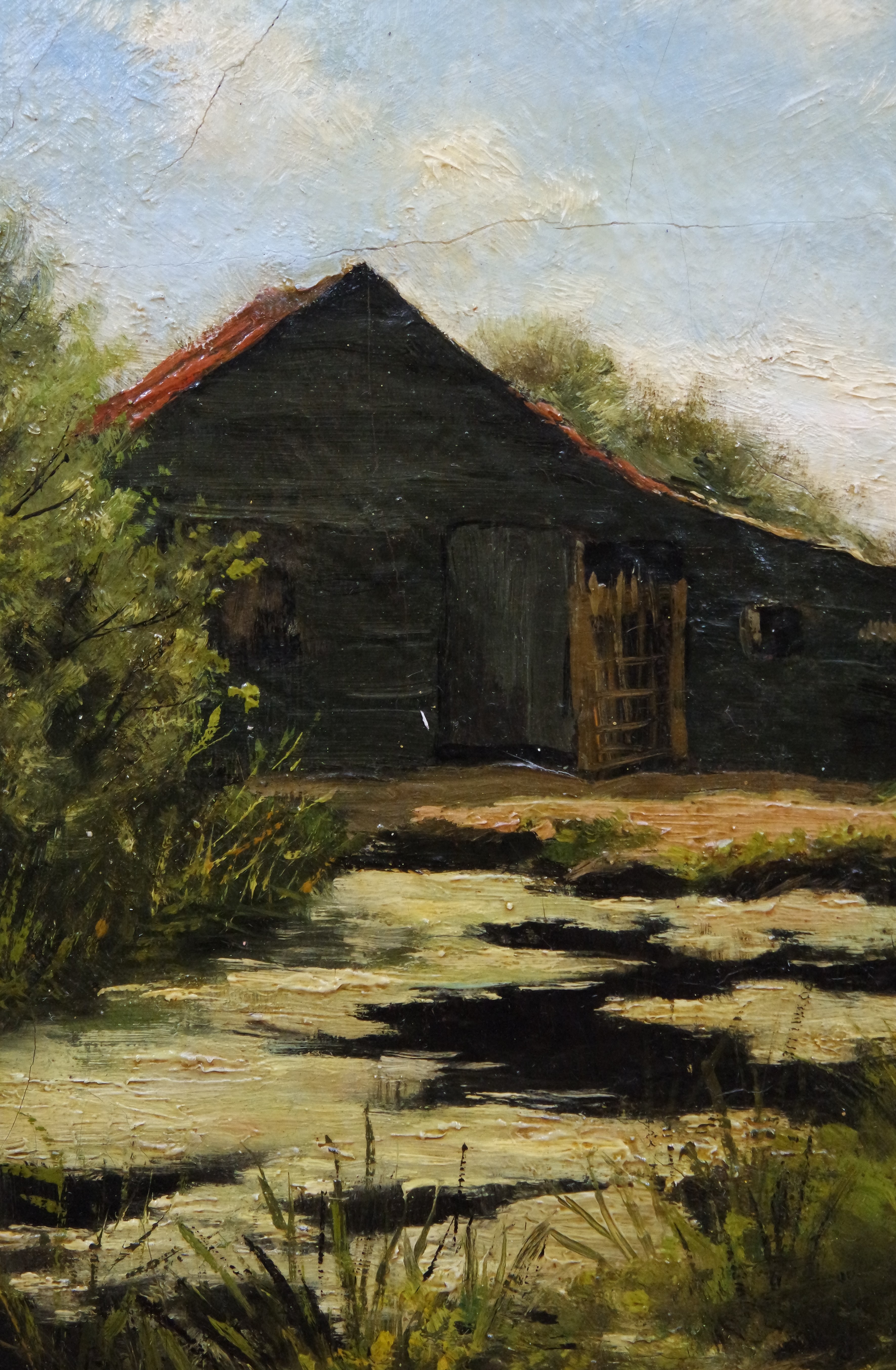 Frits Maris - olieverf op paneel - boerderij aan het water kopen? Bied vanaf 295!