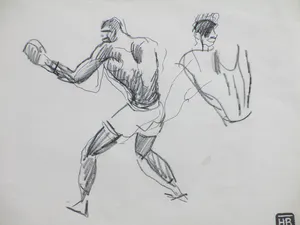 Herman Bieling - Boksers in aktie - Tekeningen kopen? Bied vanaf 60!