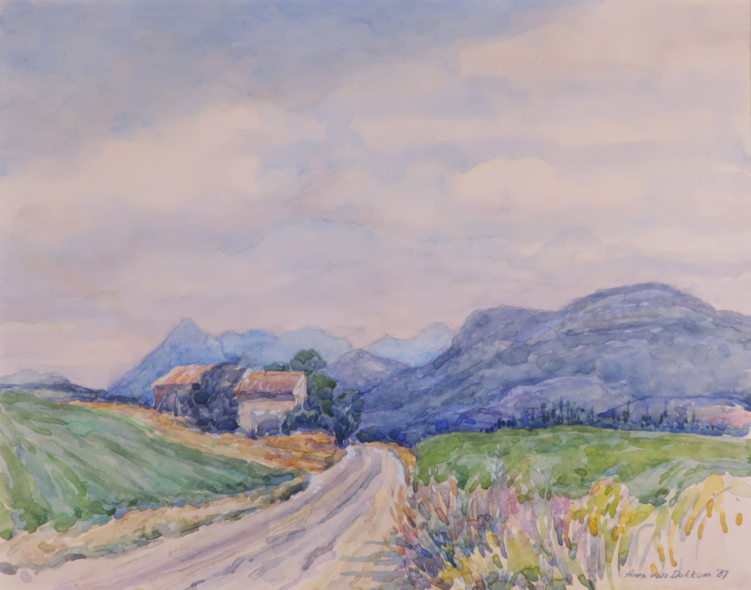 Hans van Dokkum - Aquarel, Landschap kopen? Bied vanaf 35!