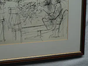 Piet Klaasse - Ingelijste litho (of tekening?) , Mea Sjearim Jerusalem - 1966 kopen? Bied vanaf 50!