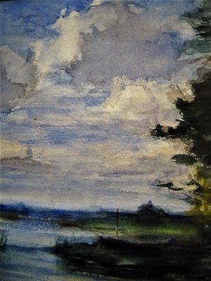 Niet of onleesbaar gesigneerd - Omstreeks 1930 geschilderd impressionistisch rivier landschap gesigneerd kopen? Bied vanaf 1!