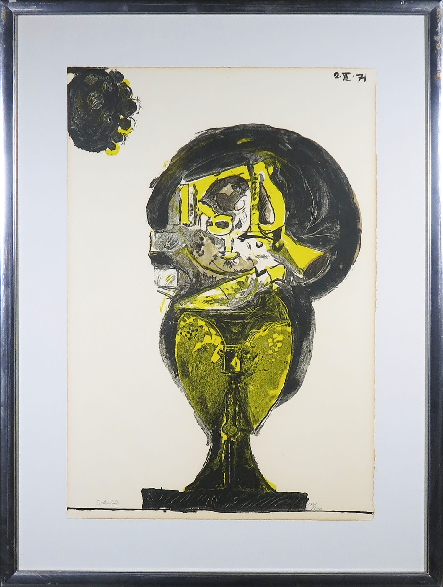 Graham Sutherland - Litho, Zonder titel - Ingelijst verkocht voor € 70!