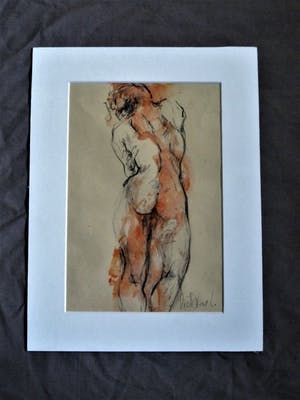 Niet of onleesbaar gesigneerd - Virtuoze impressionistische Aquarel/Pastel "Vrouwelijk Naakt" gesigneerd kopen? Bied vanaf 1!