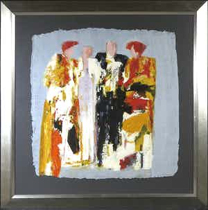 Wil Willemsen - Zeefdruk op geschept papier, Intermezzo - Ingelijst verkocht voor € 70!