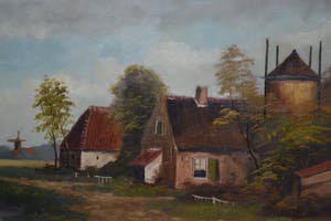 Niet of onleesbaar gesigneerd - Hollandse school (20e eeuw) - Landschap met boerderij kopen? Bied vanaf 1!