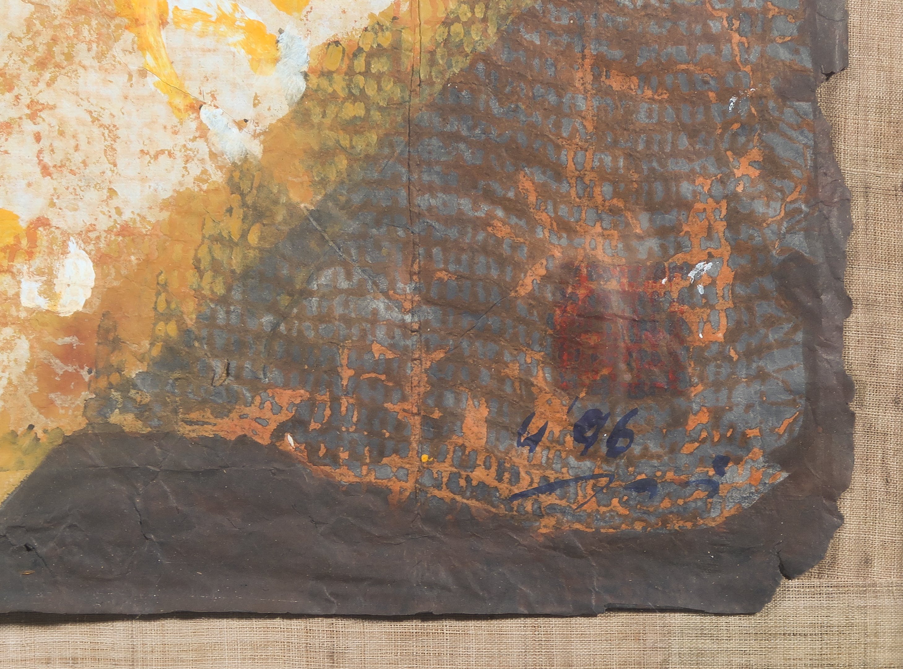 Niet of onleesbaar gesigneerd - Gouache op geschept papier, Twee figuren - Ingelijst kopen? Bied vanaf 1!