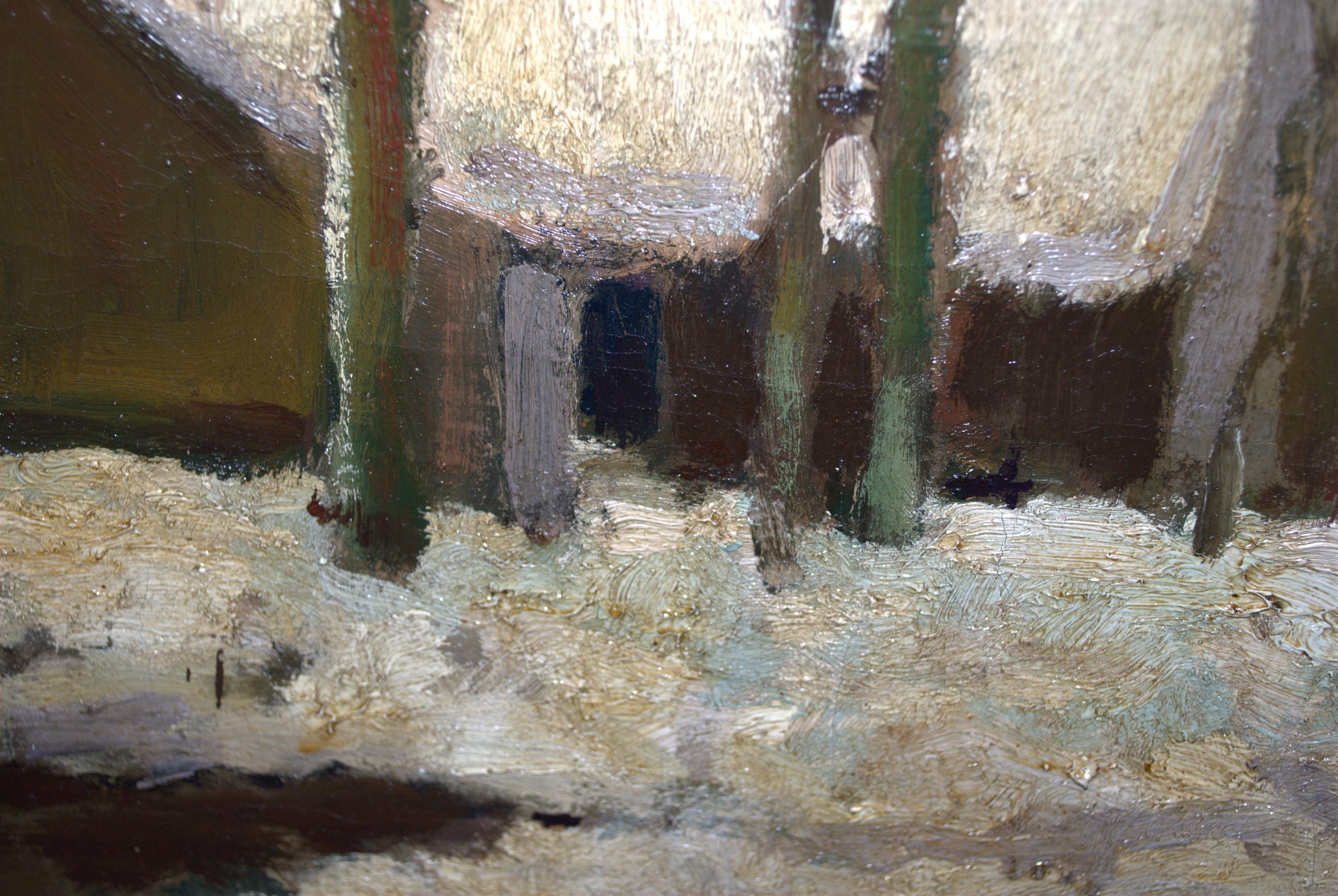 Frans de Nocker - Leidse School - winters tafereel - olieverf kopen? Bied vanaf 150!