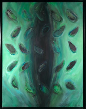 Wim de Bruin - Acryl op doek, Ritme in groen - Ingelijst (Groot) kopen? Bied vanaf 1!
