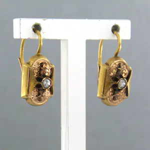 18k geel gouden oorhangers met roos geslepen diamant tot. 0,05ct - F/G - VS/SI kopen? Bied vanaf 165!