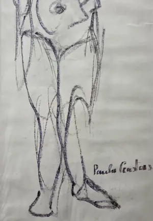 Paula Ceusters - Naakt. Staande vrouw. Krijt. kopen? Bied vanaf 39!