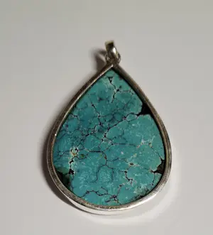 In nieuwstaat Een grote zilver  hanger met Natuurlijke Turkoois Edelsteen kopen? Bied vanaf 85!