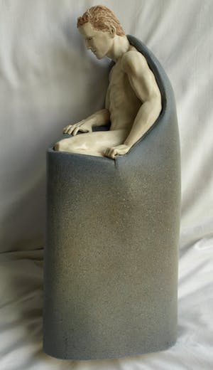 Els van Westerloo - Keramiek , ‘ Man komt uit de kast ‘ – 1985 – unicum – hoogte 43 cm. kopen? Bied vanaf 1!