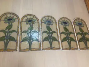 Onbekend - 5 authentieke Glas-in-Loodramen uit de jaren 1920-1930 kopen? Bied vanaf 350!