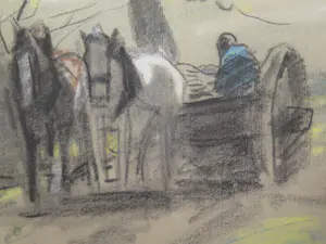 Anton Mauve (sr.) - Man met paardenkar in een boslandschap kopen? Bied vanaf 180!