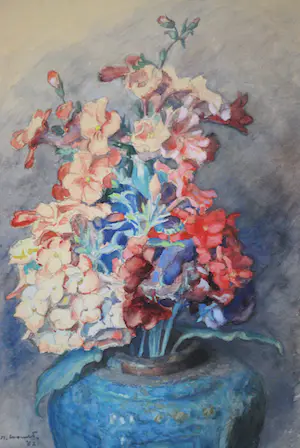 Gerrit N. Woudt - Bloemen in een gemberpotje - aquarel 1962 kopen? Bied vanaf 70!