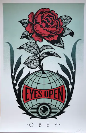 AcheterShepard Fairey - Eyes open? Enchérissez de 30!
