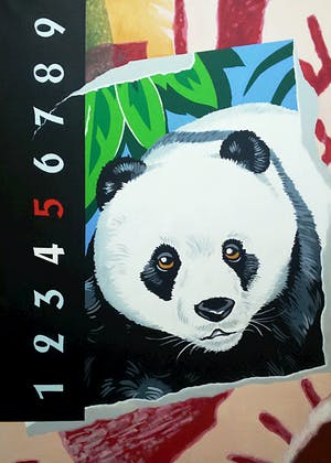 Niet of onleesbaar gesigneerd - Panda, acrylverf op doek (ingelijst, zeer groot) kopen? Bied vanaf 1!