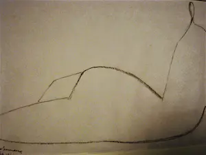 Theo Beerendonk - in 1966 bijna abstracte potlood/houtskool tekening "liggend voloptueus naakt" kopen? Bied vanaf 53!