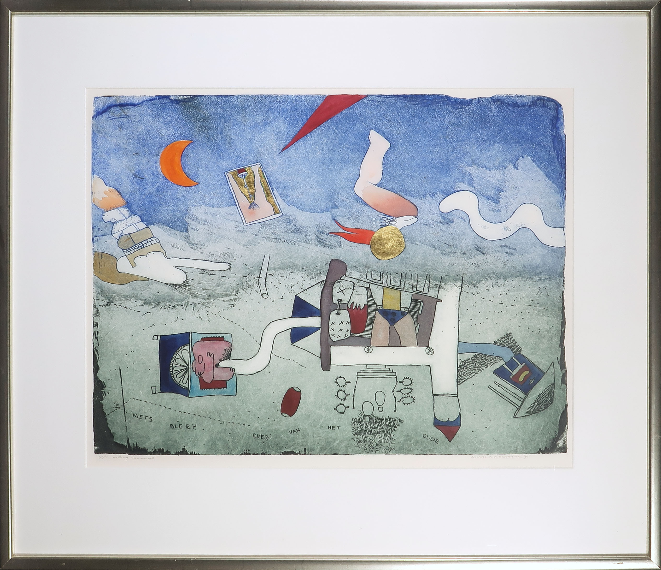 Michel van Overbeeke - Kleurenets en aquatint, Nothing remained - Ingelijst kopen? Bied vanaf 1!