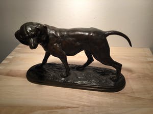 Paul edouard Delabrierre - Bronzen jachthond kopen? Bied vanaf 200!