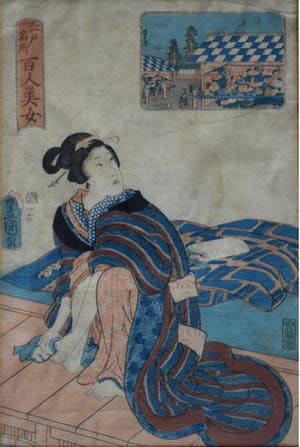 Niet of onleesbaar gesigneerd - Aquarel , “Vrouw wast haar voeten” - ingelijst kopen? Bied vanaf 1!