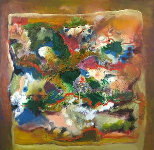 Frans Nicolai - Acryl op doek, Abstract rood en geel - Ingelijst kopen? Bied vanaf 100!