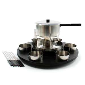 Arne Jacobsen - RVS en hout, Fondueset door Stelton Denemarken verkocht voor € 1!