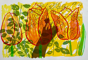 Madeleine Metsaars - Abstract Lente Tulpenveld , gesigneerd,e.a. 22/35 kopen? Bied vanaf 65!