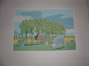 Marcus van Hoorn - Zeefdruk, Titel, "Hollandse pyramide". kopen? Bied vanaf 35!