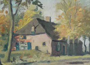 Theo  l' Herminez - Zomers landschap met huisje en bomen kopen? Bied vanaf 75!