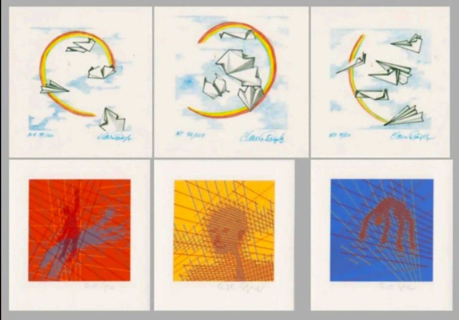 Willem F. Wagner - e.a: zes handgesigneerde zeefdrukken: Geometrische Composities, Flying verkocht voor € 29!