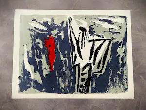 Wally Elenbaas - Grote jaren 60 kleuren - litho - expressionistische abstract - potloodgesigneerd kopen? Bied vanaf 46!