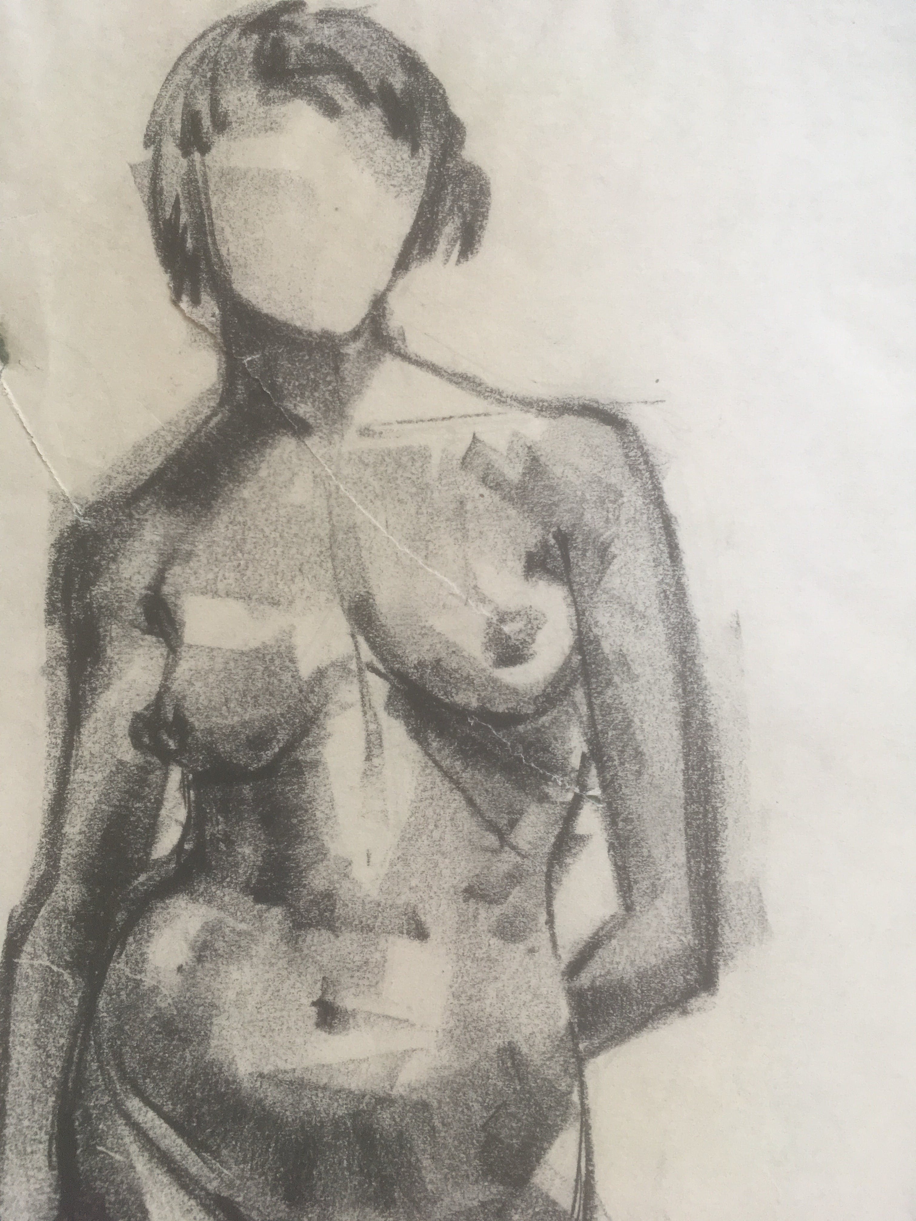 Niet of onleesbaar gesigneerd - Naakt Houtskool op papier kopen? Bied vanaf 1!