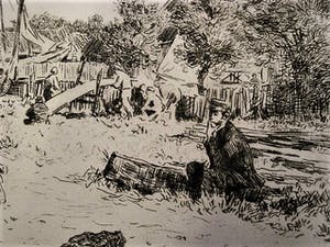 Willem Bastiaan Tholen - Omstreeks 1900 - Grote Ets - Zelfportret / de Philosoof kopen? Bied vanaf 38!