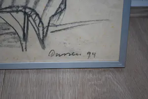 Rob Aussen - 2 naakten op een bank - grote ingelijste tekening kopen? Bied vanaf 65!