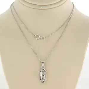14k witgouden collier met hanger met oud Amsterdams geslepen diamant 0.18ct-50cm kopen? Bied vanaf 275!