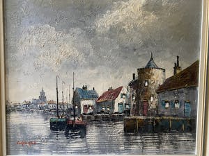 Conrad van Reken - (1878-1959) - Hollands kanaal zicht kopen? Bied vanaf 79!