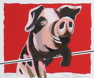 Casper Faassen - Zeefdruk, Varken - Ingelijst kopen? Bied vanaf 50!