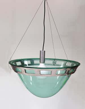 Jan des Bouvrie - Glazen hanglamp Portofino, uitgevoerd door Quasar verkocht voor € 100!