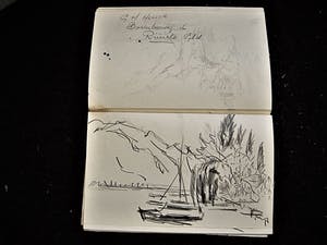 Gerard Schaperkotter - zijn schetsboek jaren 60 in olieverf-inkt en potlood - div. voorstellingen kopen? Bied vanaf 28!