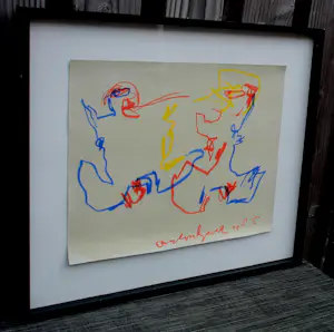 Anton Heyboer - Ingelijste tekening: 2 figuren- 1985 kopen? Bied vanaf 199!