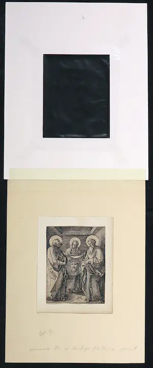 Albrecht Durer - Houtsnede, Heilige Veronica met zweetdoek staand tussen Petrus en Paulus kopen? Bied vanaf 200!