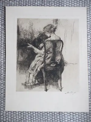 Albert Roelofs - Gitaarspelende dame - Ets kopen? Bied vanaf 60!