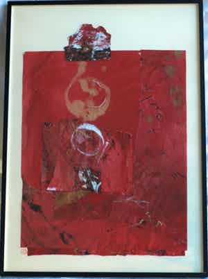 Maggy Voorsluys-Gomez - Collage en acrylverf , “Hiroshima” – ingelijst - 1992 verkocht voor € 50!