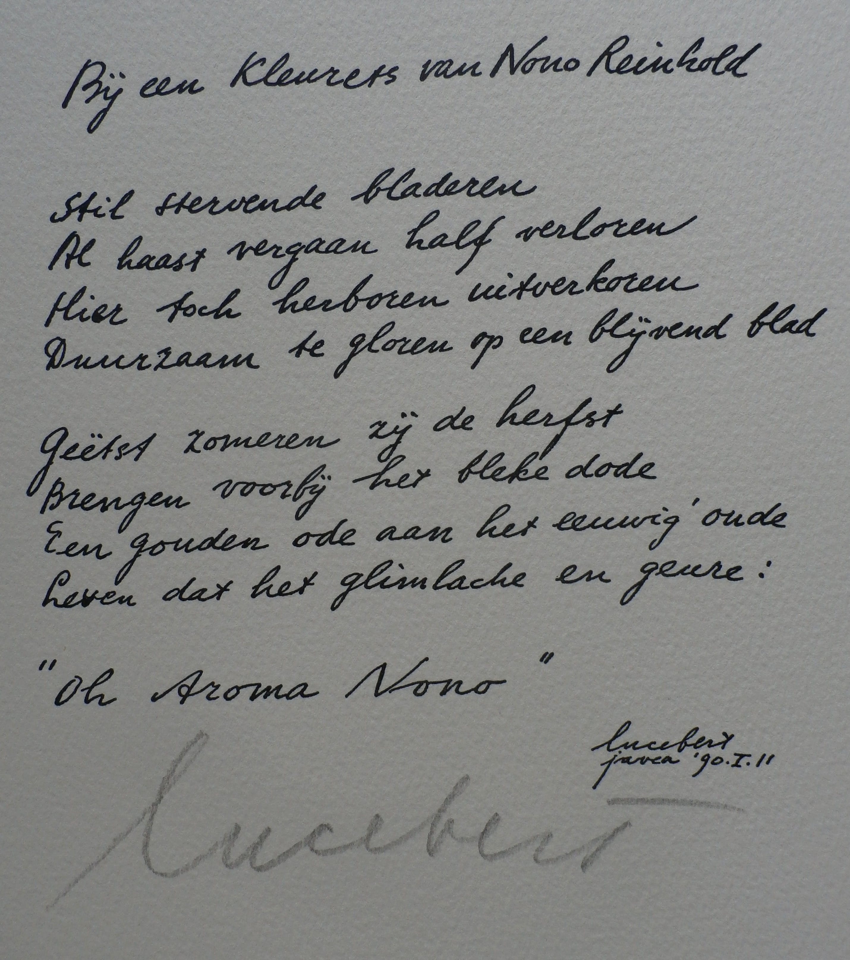 Nono Reinhold - Ets met gesigneerd gedicht van Lucebert - 1993 kopen? Bied vanaf 50!