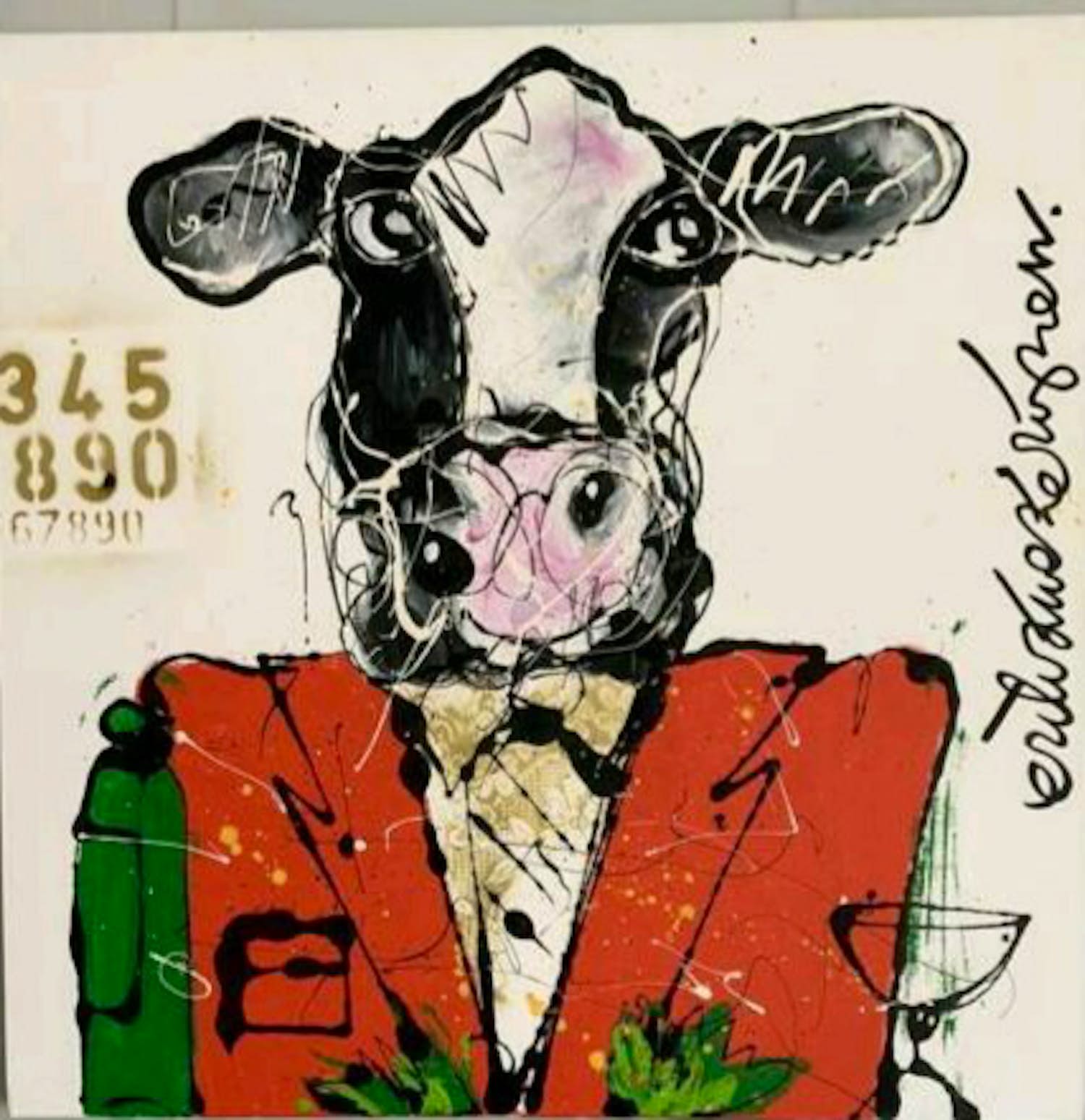 Erik Zwezerijnen - Koe Acryl op linnen kopen? Bied vanaf 750!