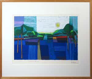 Ton Schulten - Zeefdruk, Vanaf de Kuiperberg ll, - Ingelijst verkocht voor € 200!